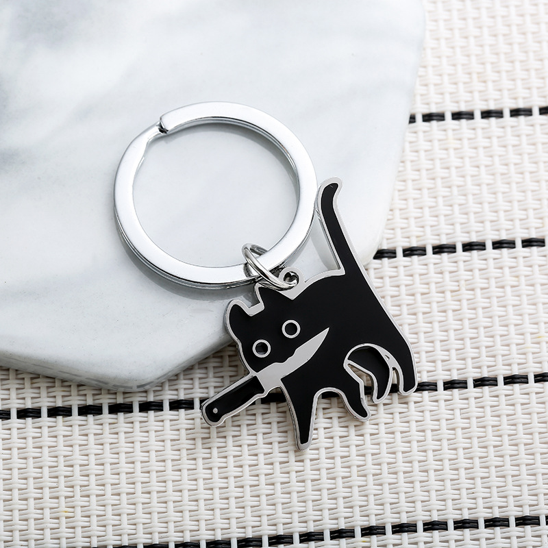 Cute Cat Stainless Steel Unisex Bag Pendant Keychain display picture 1