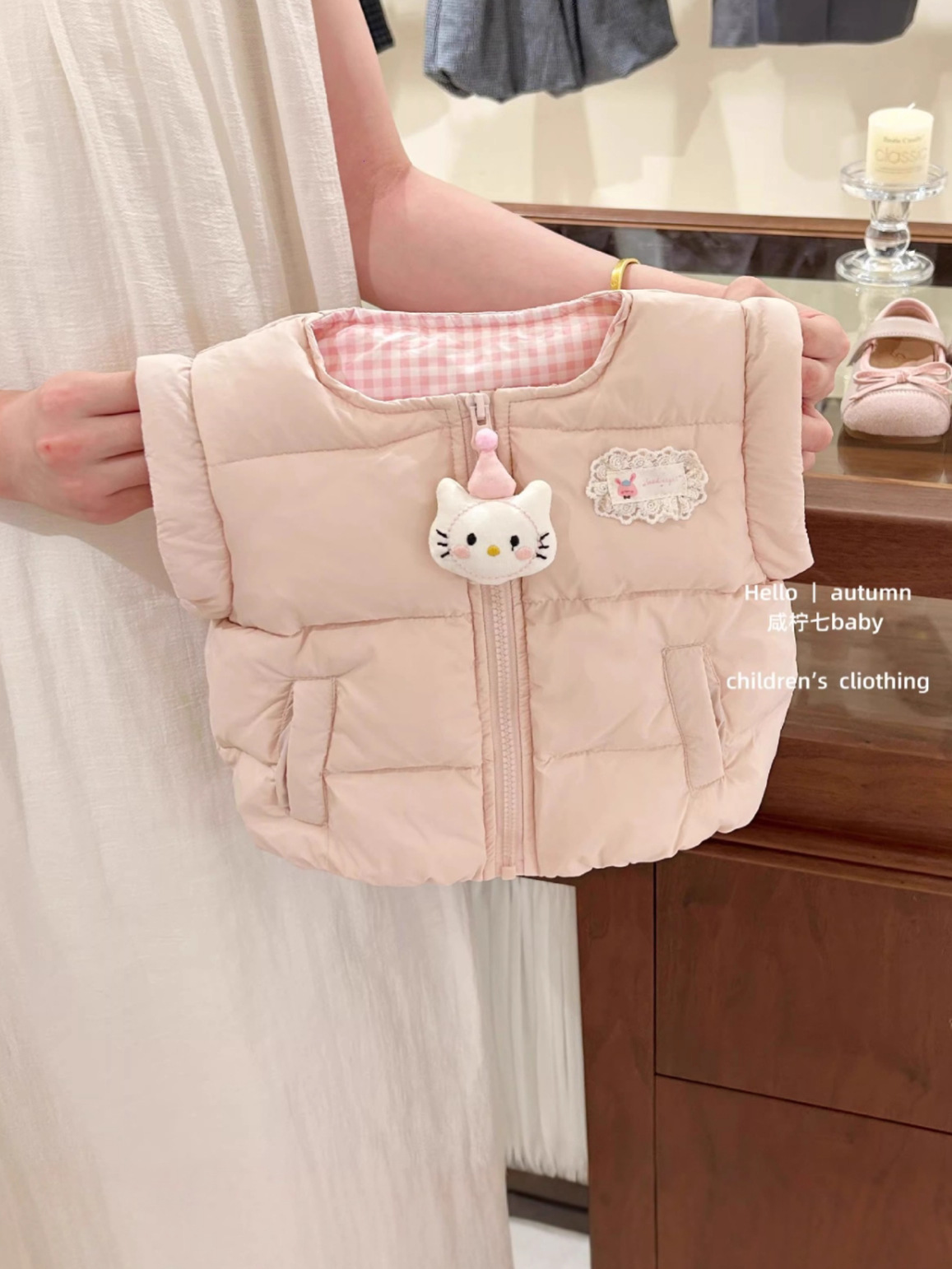 Niñas calentamiento chaleco de algodón doble cara para vestir otoño y invierno para niños chaleco de hombro chaleco chaqueta de dos piezas