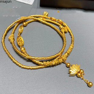 Ancient Heritage Xizang Series Heart Wishful Brand Lotus Broken Gold Gold Bracelet Necklace Dual-Purpose Gift for Girlfriend