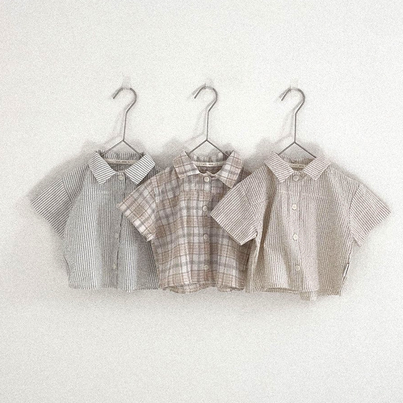 Bebé verano camisa delgada ropa de los niños del estilo coreano 2023 verano nuevo bebé verano camisa de manga corta
