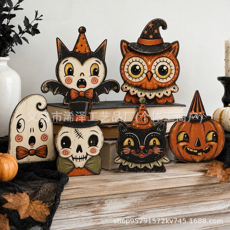 Cross-Border Retro Halloween Wooden Tabletop Tray Decorations Ghost Black Cat Pumpkin Owl Home Window Display Decorations Cross-Border Retro Halloween Wooden Tabletop Tray Decorations Ghost Black Cat Pumpkin Owl Home Window Display Decorations