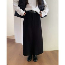 EVERTRUE 2025秋冬季新款韩版半身裙女装中长款裙配腰带68065