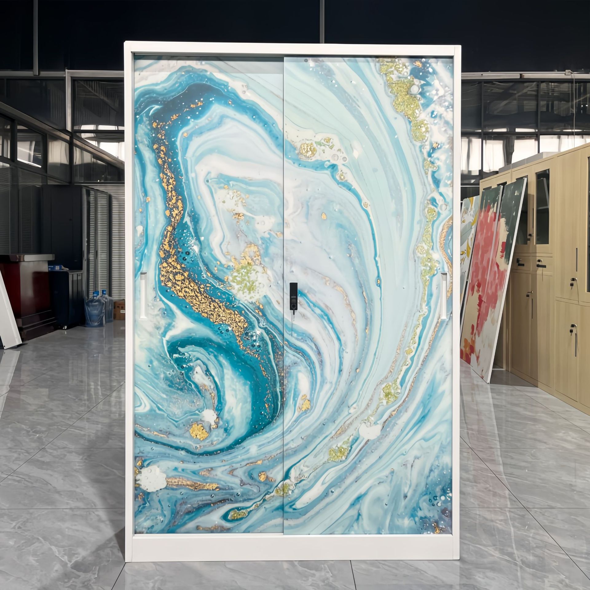 Comercio exterior transfronterizo engrosado armario de impresión de acero doméstico deslizante armario de puerta corredera dormitorio de niños armario personalizado image 13