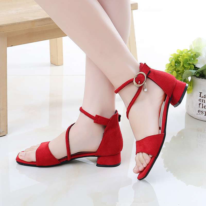 Girls Sandals Children's High Heel Princess Shoes Medium and Large Children's Shoes Girls Small Heel Flower Dance Shoes 2025 Summer New Style