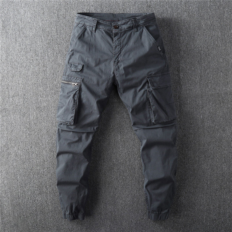 Summer Lightweight Heavy-Duty Washed Vintage Slim-Fit Drawstring Multi-Pocket Cargo Pants Men's Casual Tapered Jogger Trendy Pants Summer Lightweight Heavy-Duty Washed Vintage Slim-Fit Drawstring Multi-Pocket Cargo Pants Men's Casual Tapered Jogger Trendy Pants