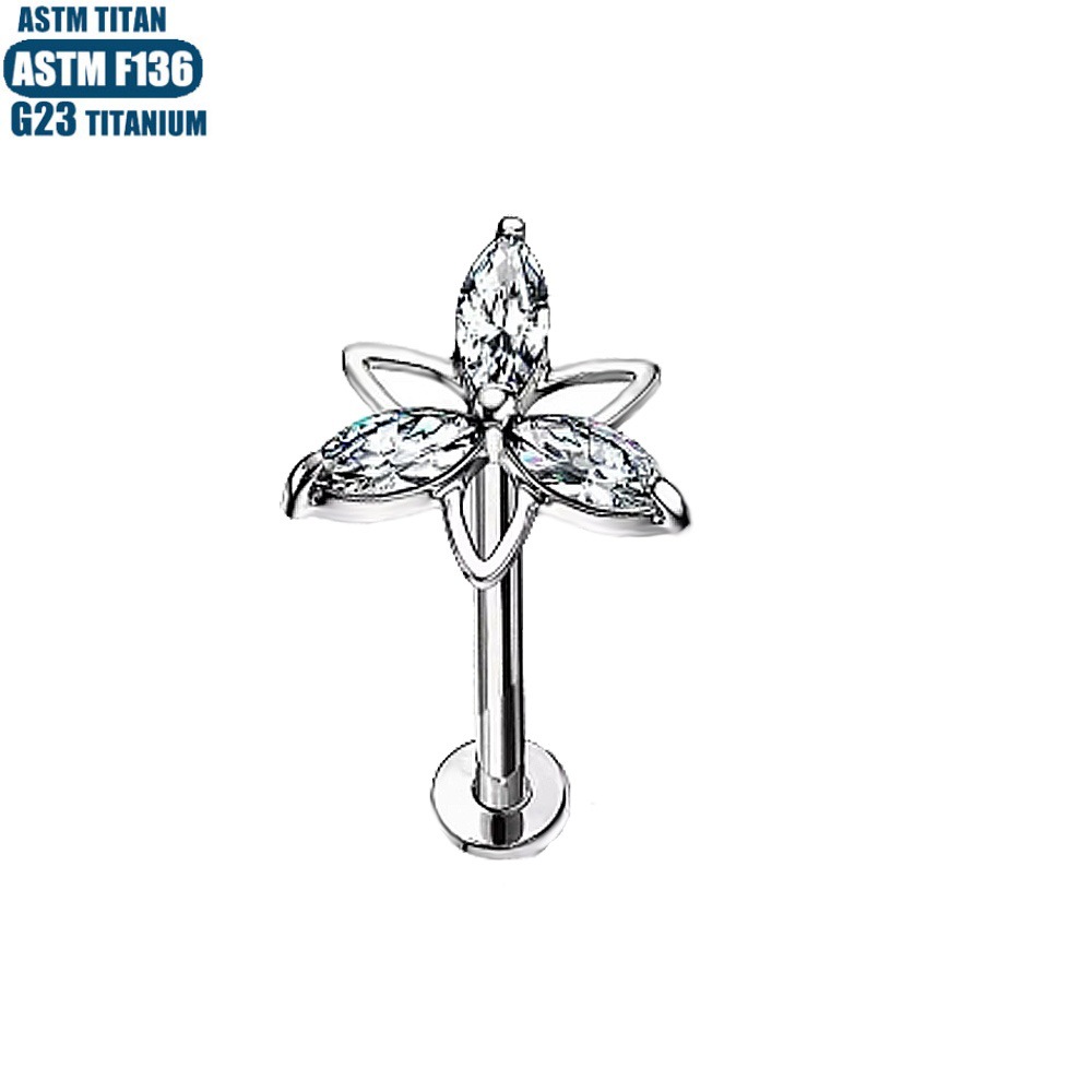 16G labret stud size and finish detail