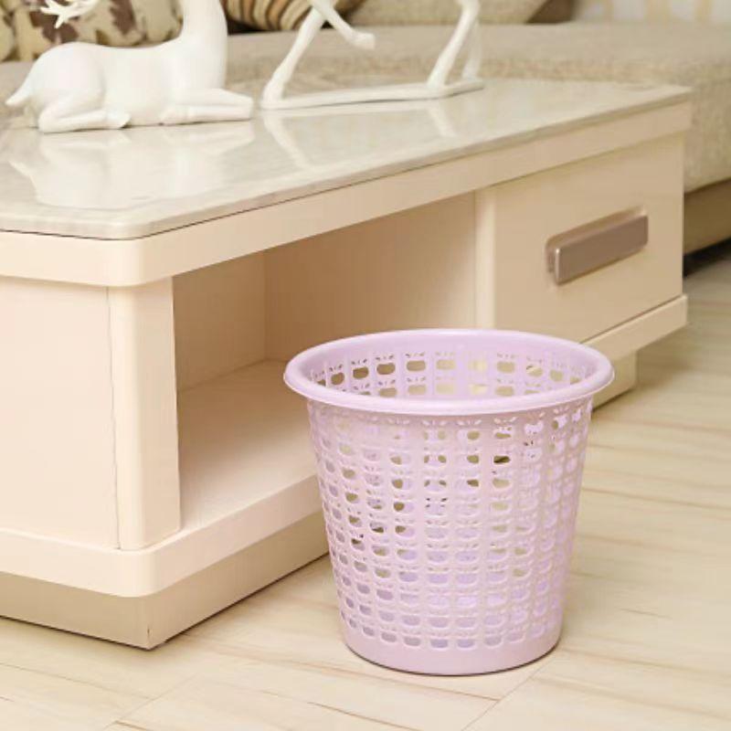 Round Paper Basket with Delicate Hollow Design and Pressure Ring, Bedroom Storage Bin, Plastic Paper Basket, Sanitary Bin, Trash Can for Home Interior Round Paper Basket with Delicate Hollow Design and Pressure Ring, Bedroom Storage Bin, Plastic Paper Basket, Sanitary Bin, Trash Can for Home Interior