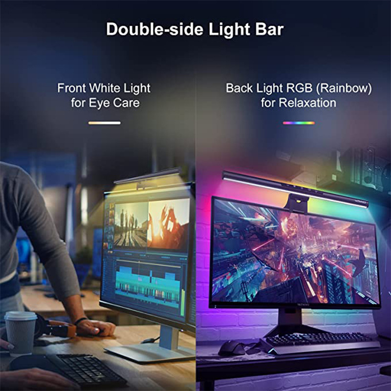 컴퓨터 모니터 눈 보호 LED 램프 화려한 RGB 분위기 조명 독서용 테이블 터치 램프 WIFI 스크린 걸이형 램프