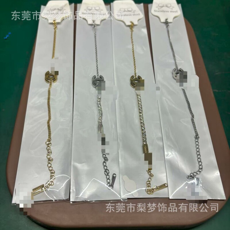 Xiaoxiangjia Double Cc Cross-Border Popular Bracelet Internet Celebrity Xiaohongshu Douyin Hot Gold Chain Cross-Border Titanium Steel Jewelry Wholesale