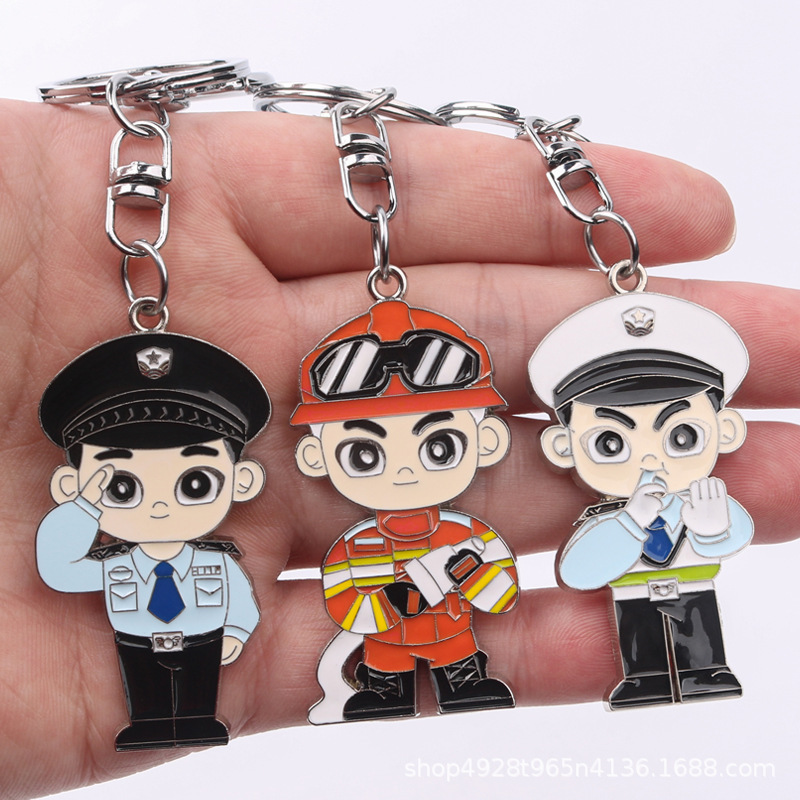 Police Keychain Traffic Police Public Security Fire Traffic Safety Veteran Souvenir Unit Activity Gift Metal Pendant