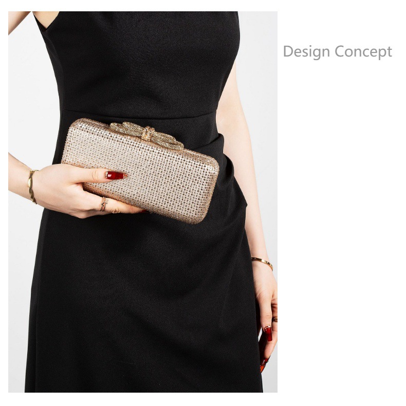 Borsa a tracolla con strass scintillanti – Elegante pochette in seta con tracolla a catena staccabile, chiusura magnetica e tasca per telefono_voghion.com