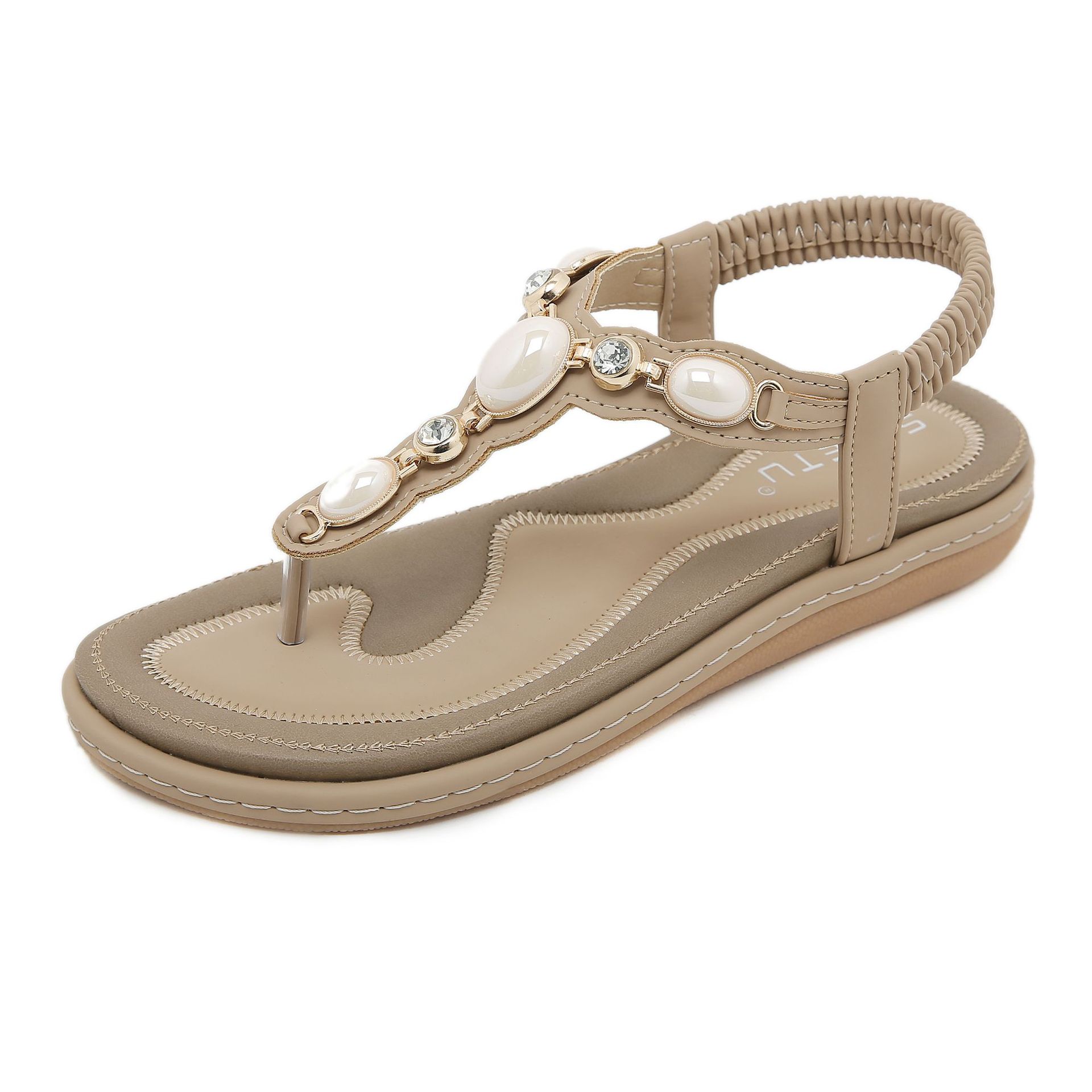 W676-6 nuevo 2024 Comercio exterior cómodo moda casual Sandalias planas de las mujeres Tailandia playa entrega de una sola pieza
