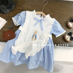 女童連衣裙夏季新款2024寶寶可愛兔子花邊洛麗塔女僕裙公主裙外貿
