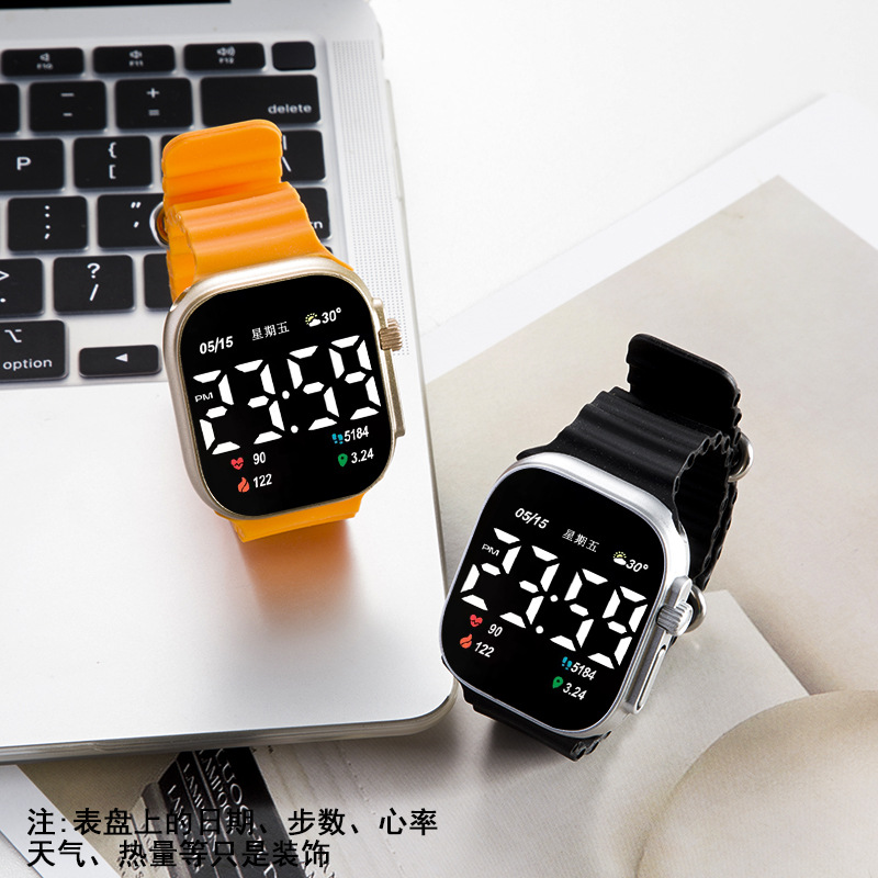 P021 impermeable LED reloj electrónico simple moda reloj deportivo de silicona de alto aspecto no inteligente TikTok