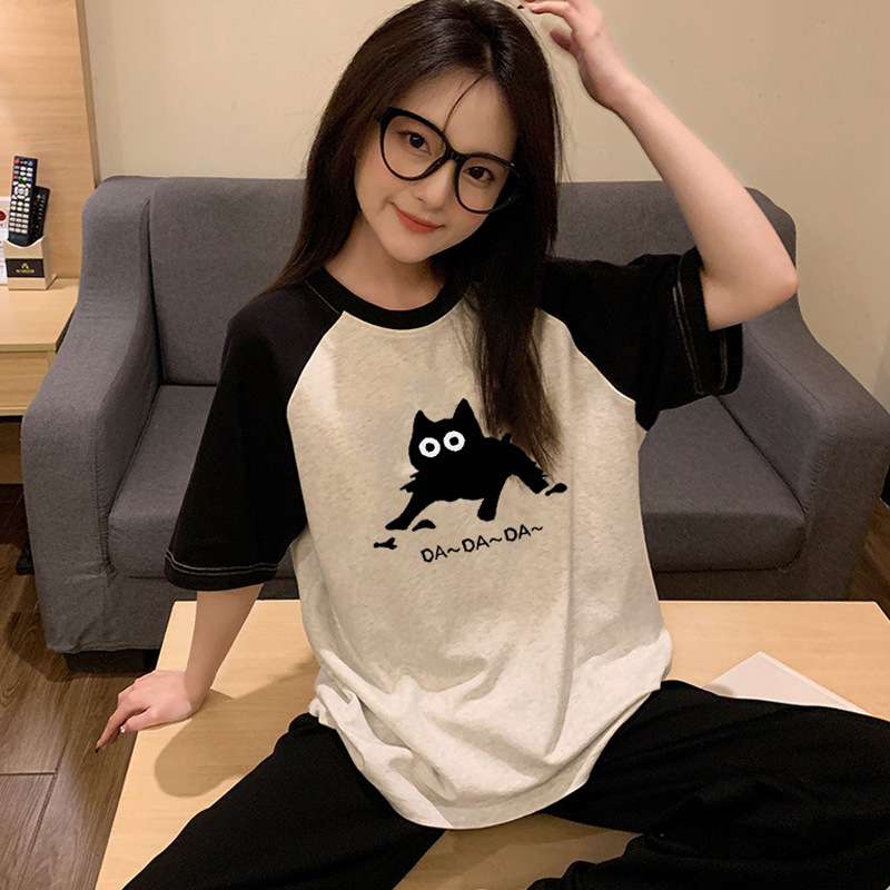 优质仿棉睡衣女夏季薄款短长款女生运动套装宽松大码家居服两件套