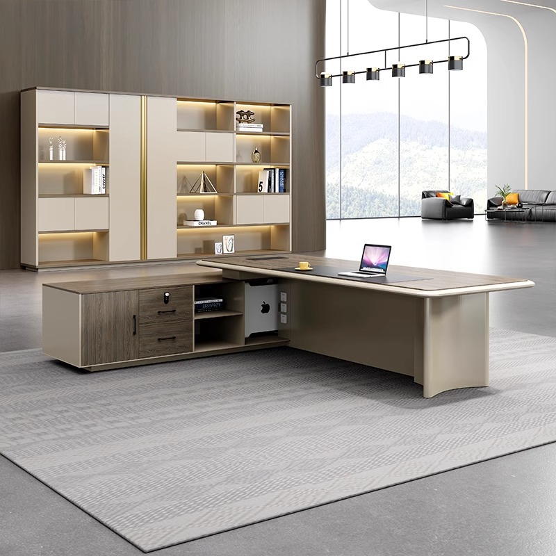 Mesa de jefe de lujo de alta gama, mesa de oficina del presidente, mesa de oficina moderna simple, mesa de gerente de fábrica directa