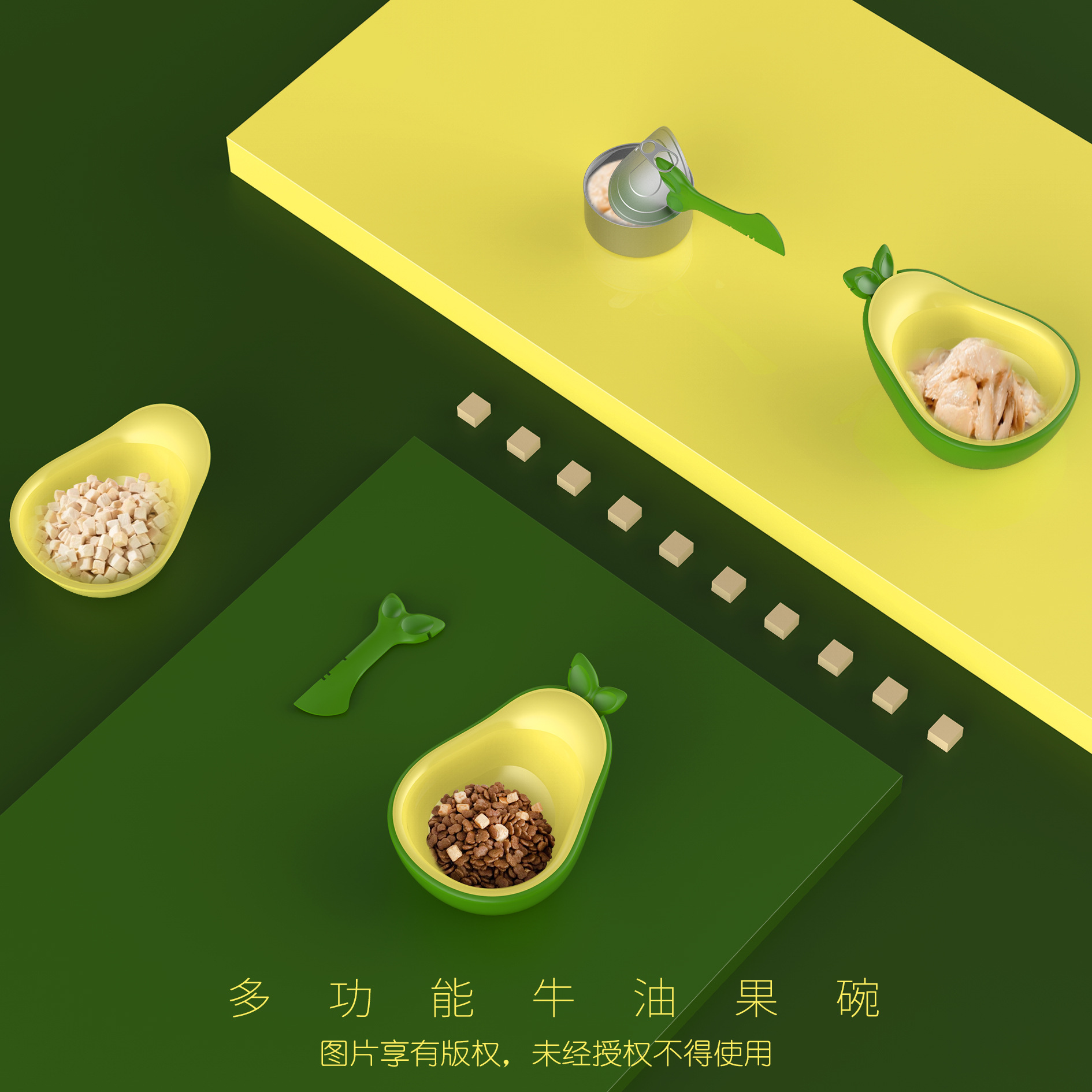 Tazón para gatos, aguacate, agua potable, cucharas enlatadas, tazón tres en uno, protector de cuello, boca oblicua, palangana para gatos, productos para mascotas