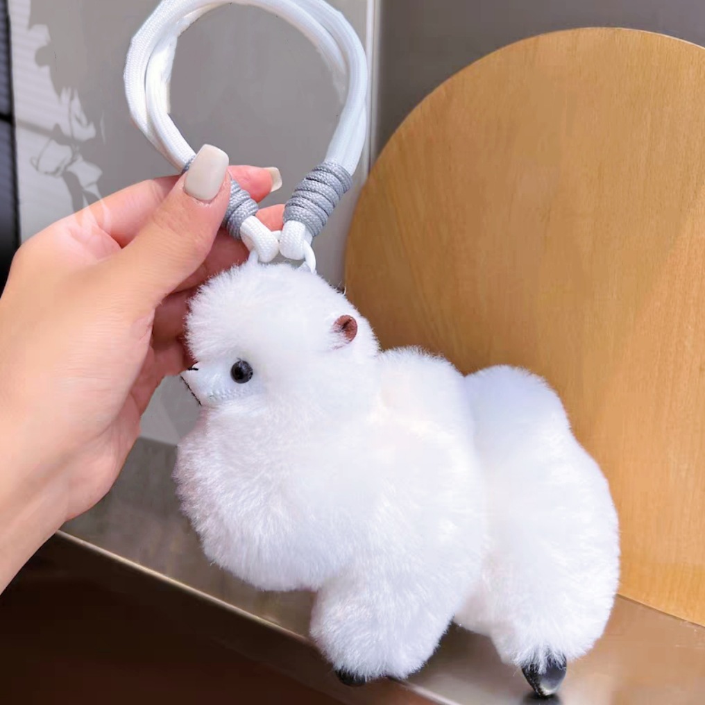 [Cute alpaca] colgante de llavero de automóvil de lana real muñeca de peluche muñeca mochila colgante regalo