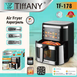 110v220v美英欧规不锈钢彩屏菜单数字控制空气炸锅可视多功能触屏