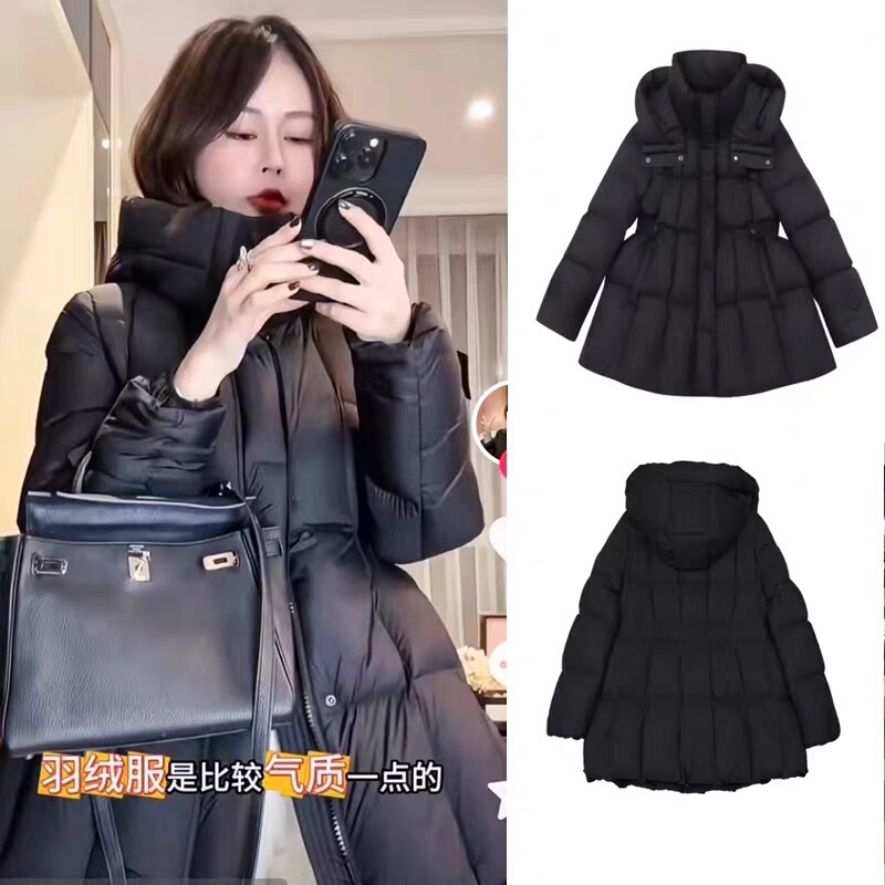 白鸭绒羽绒服女2025冬新款气质收腰修身显瘦连帽时尚保暖加厚外套|undefined