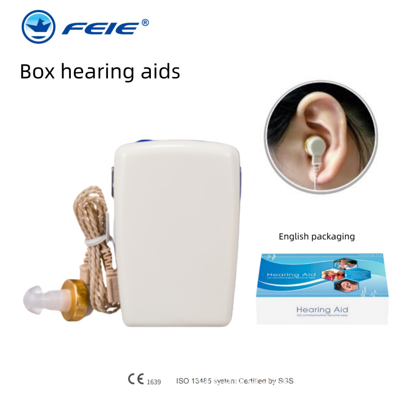 飞鹅跨境款助听器老人耳聋盒式两针有线耳背助听器Hearing aids