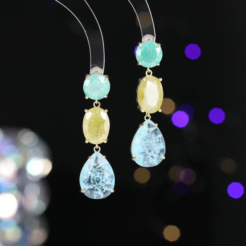 Geometric design cute earrings with zircon drop-shaped, silver 925 sample