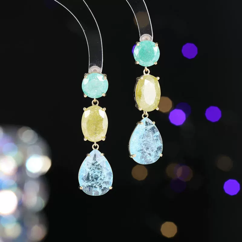 Geometric design cute earrings with zircon drop-shaped, silver 925 sample