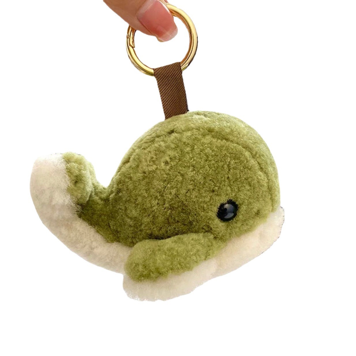 Lindo Delfín de lana real llavero coche piel ballena colgante Felpa Muñeca adornos