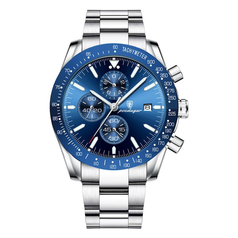 Reloj de cuarzo de correa de acero multifuncional reloj de Hombre Nuevo suizo transmisión en vivo Comercio exterior popular entrega de una pieza