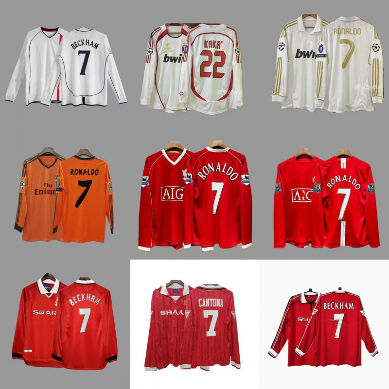 Retro Long-Sleeved Football Uniform Beckham Zidane Messi C Ronaldo Classic National Team Uniform Retro Long-Sleeved Football Uniform Beckham Zidane Messi C Ronaldo Classic National Team Uniform