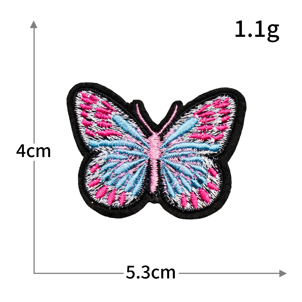 Pegatinas de tela de bordado de mariposa de color, sin costura, bordado por computadora, accesorios de ropa de bricolaje, pegatinas decorativas, pegatinas de parche, personalización al por mayor