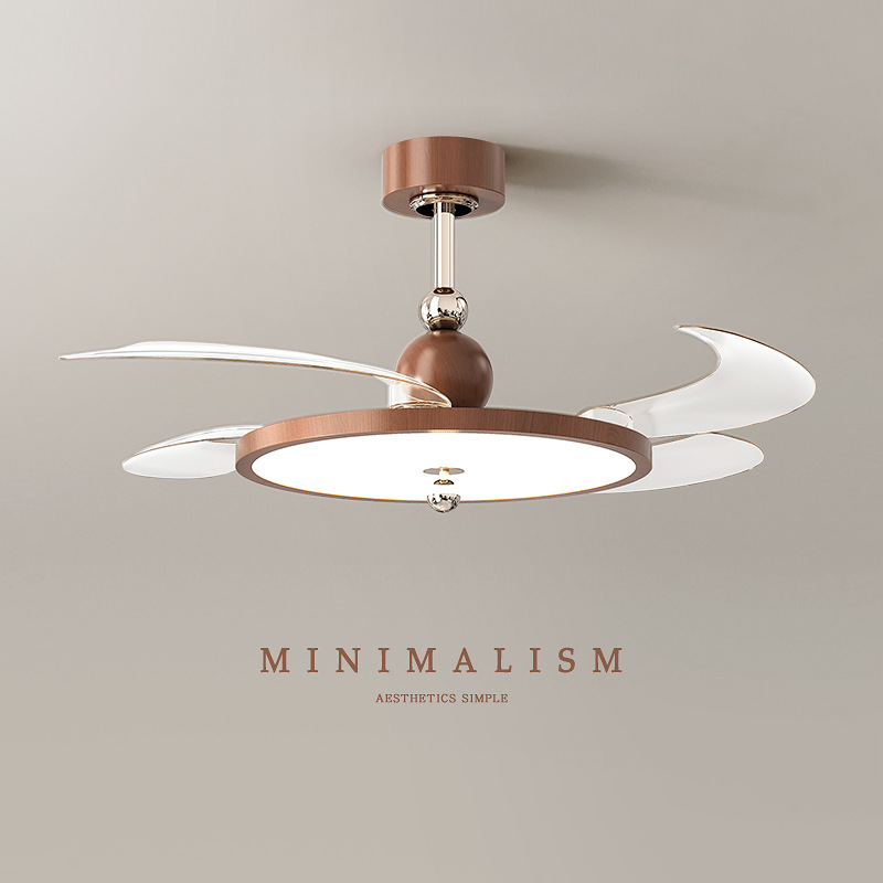 Luz de ventilador de viento medieval 2026 nuevo retro color nuez comedor dormitorio ventilador de luz Zhongshan luminaria 710L