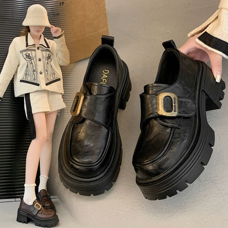 British Style Loafers Women's 2025 Spring and Autumn New Thick Heel Thick Sole Vintage Fashionable Little Mary Jane Small Leather Shoes