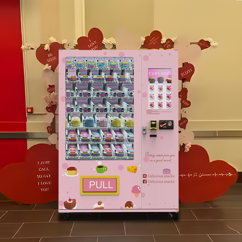 蛋糕自动售货机升降式电梯出货无人售货机面包甜品出口自动售卖机