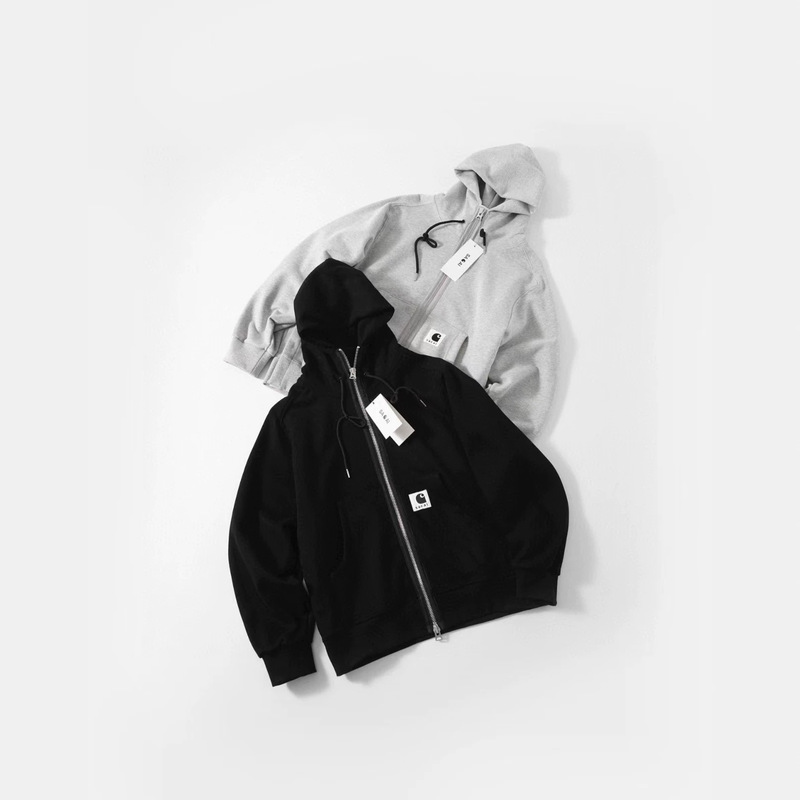 Carhartt Sacai Zip-Up Hoodie, Trendy Brand, Unisex, Casual, Loose-Fit, Mountain-Inspired Outerwear, Hoodie, Drop Shipping