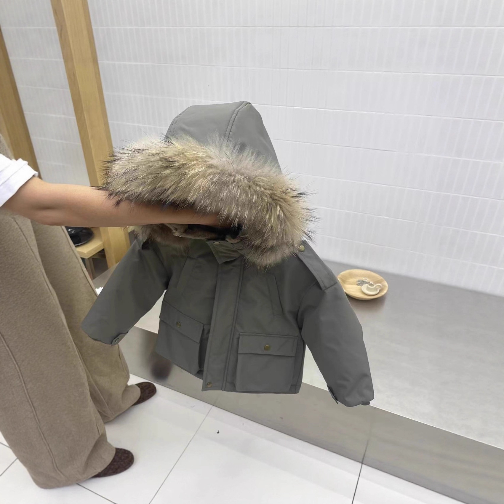 预售！2025新款中小童 童装韩版 连帽抽绳派克服羽绒服TXB25851