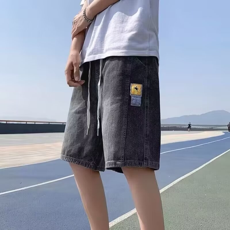 2024 pantalones cortos de mezclilla de verano para hombres de estilo fino de verano pantalones cortos casuales coreanos rectos sueltos