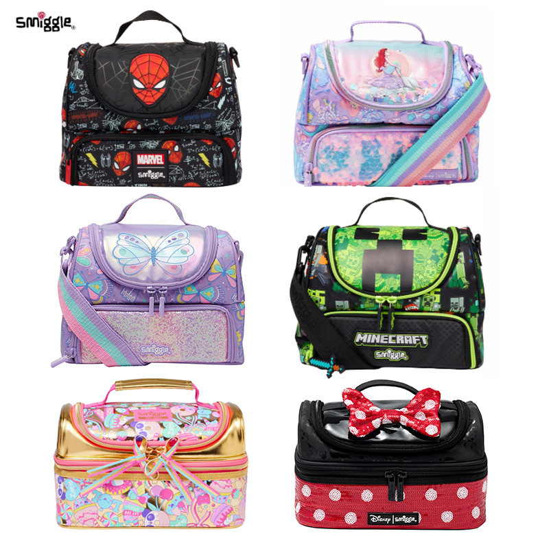 Australian smiggle Meal Bag Double-layer Handbag Lunch Box Primary School Children Waterproof Insulation Bag Lunch Bag