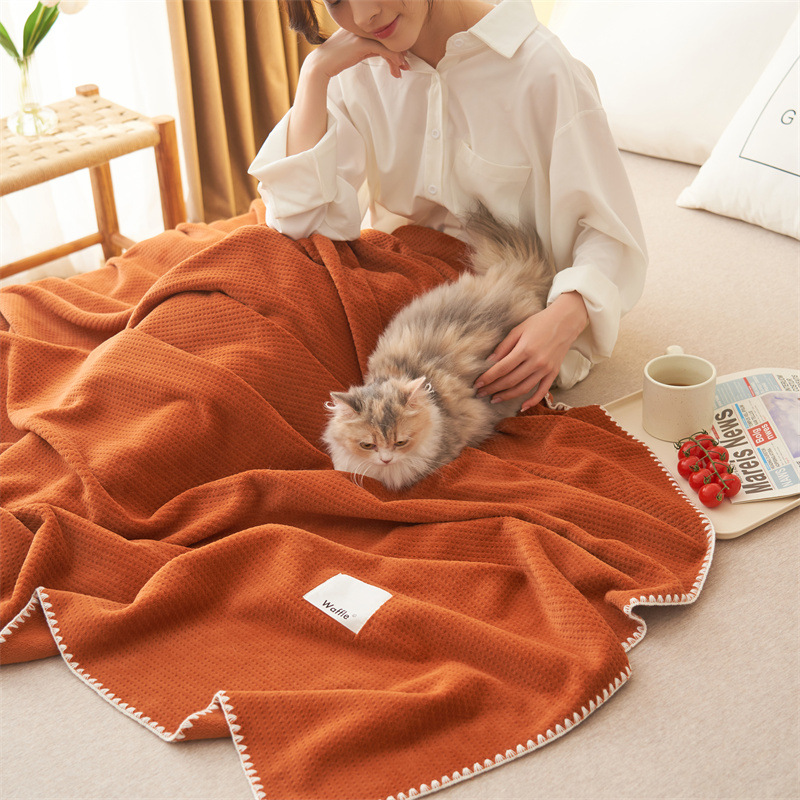 北欧纯色华芙绒毯双层复合毛毯 软糯撸猫毯夏被空调毯 四季通用款