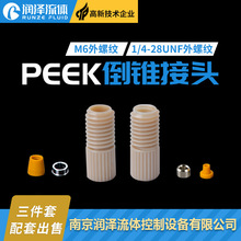PEEK接头 快拧1/4-28螺纹接头 刃环接头液相色谱仪配套管倒锥接头