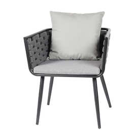 新款户外椅子 简约时尚编绳扶手金属户外餐椅北欧休闲椅 量大价优