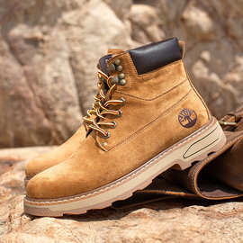 马丁靴男加绒潮流户外工装鞋冬季战狼男靴英伦休闲靴子男潮沙漠靴
