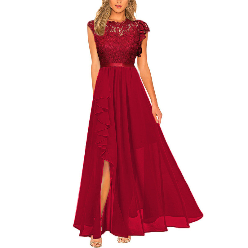 Comercio exterior transfronterizo europeo y americano exclusivamente para el estilo de diseño de nicho wish temperamento amazónico elegante vestido de color sólido mujer image 8