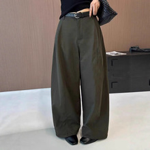 冬季新款棉质加绒里衬宽松休闲裤女式时尚韩版复合亲肤绒直筒长裤