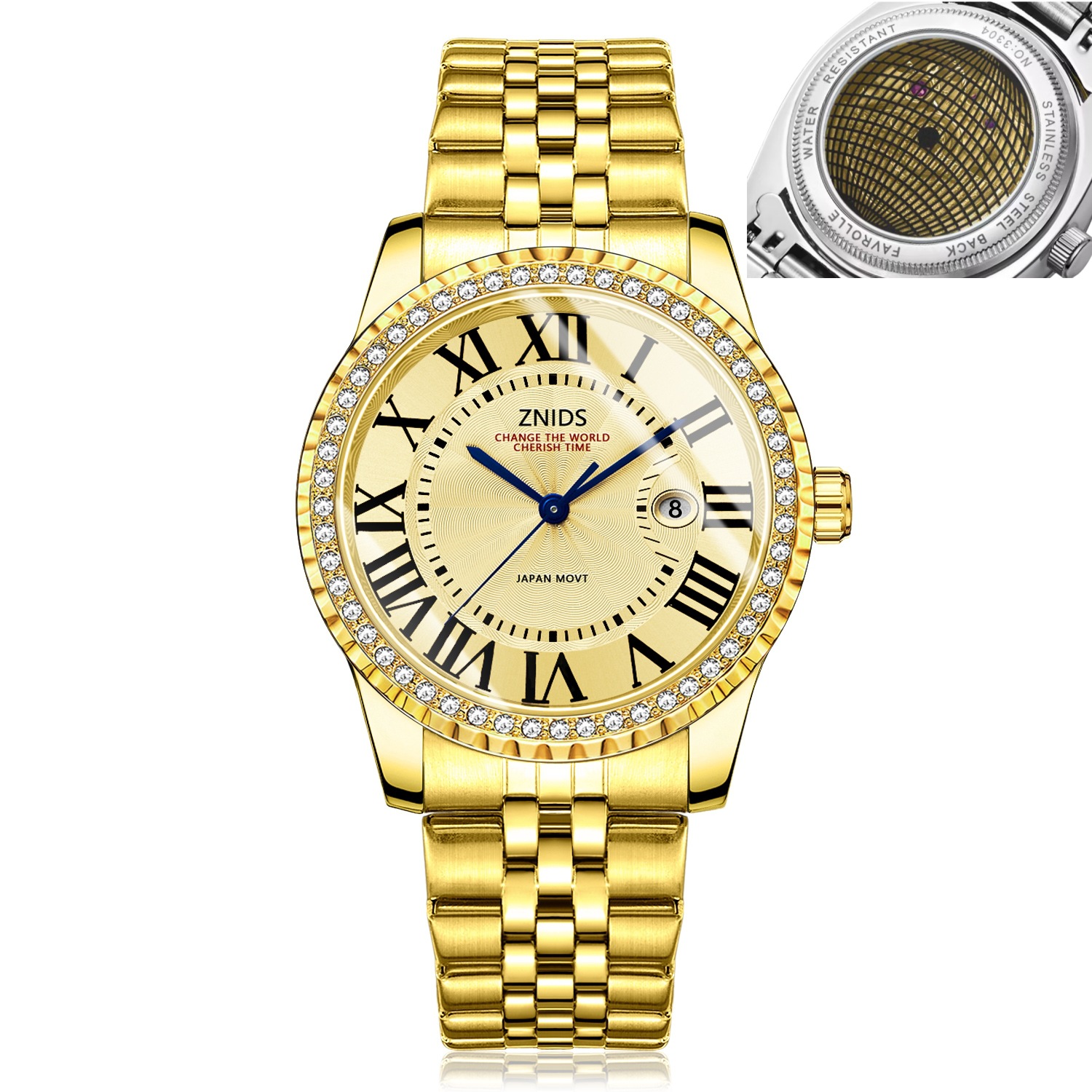 Fake mechanical hollow through the bottom of the quartz movement steel belt full drill luxury watch factory wholesale generation burst new