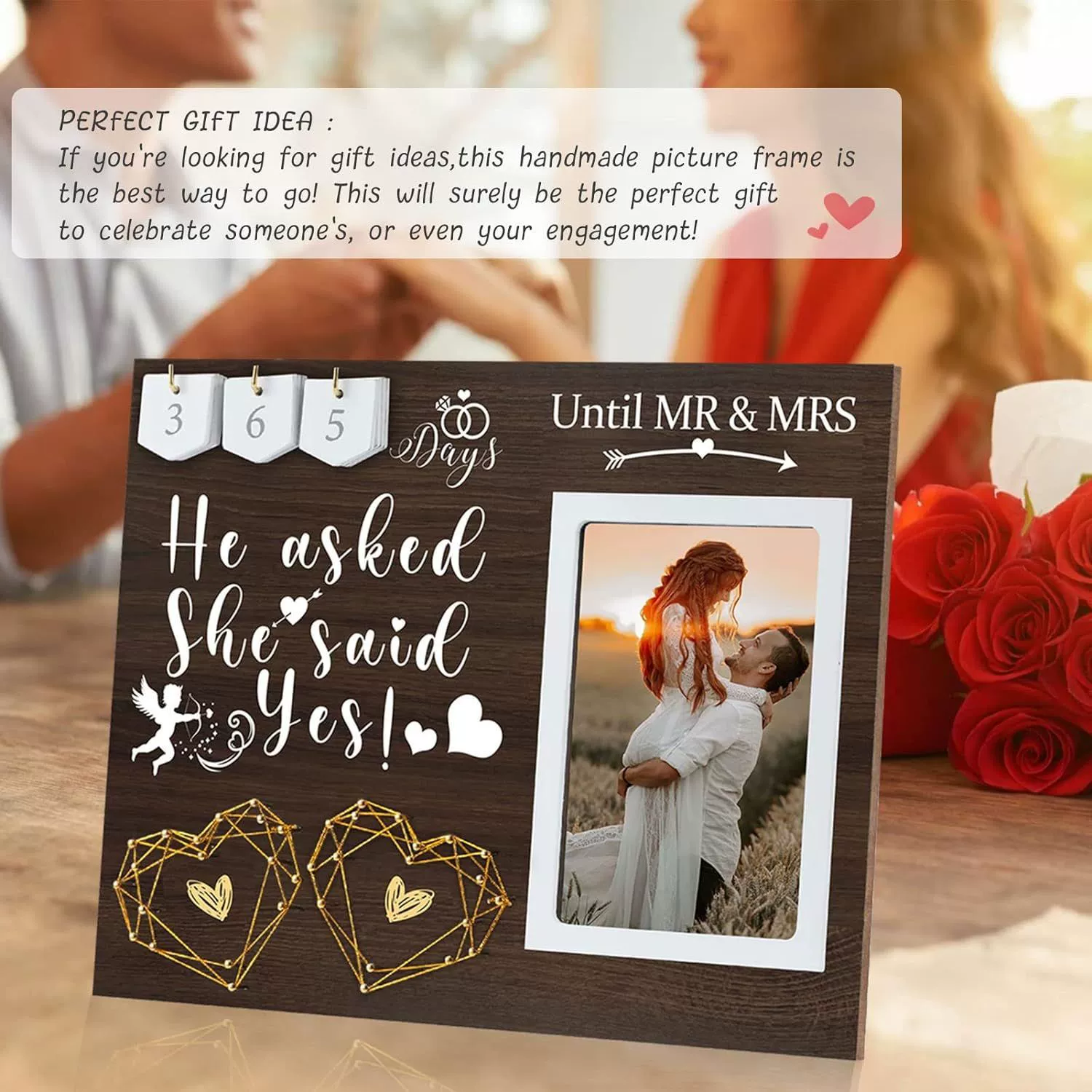 Деревянная декоративная фоторамка свадебный знак украшение стола фоторамка Вечеринка простой стиль пара помолвка подарок деревянная фоторамка