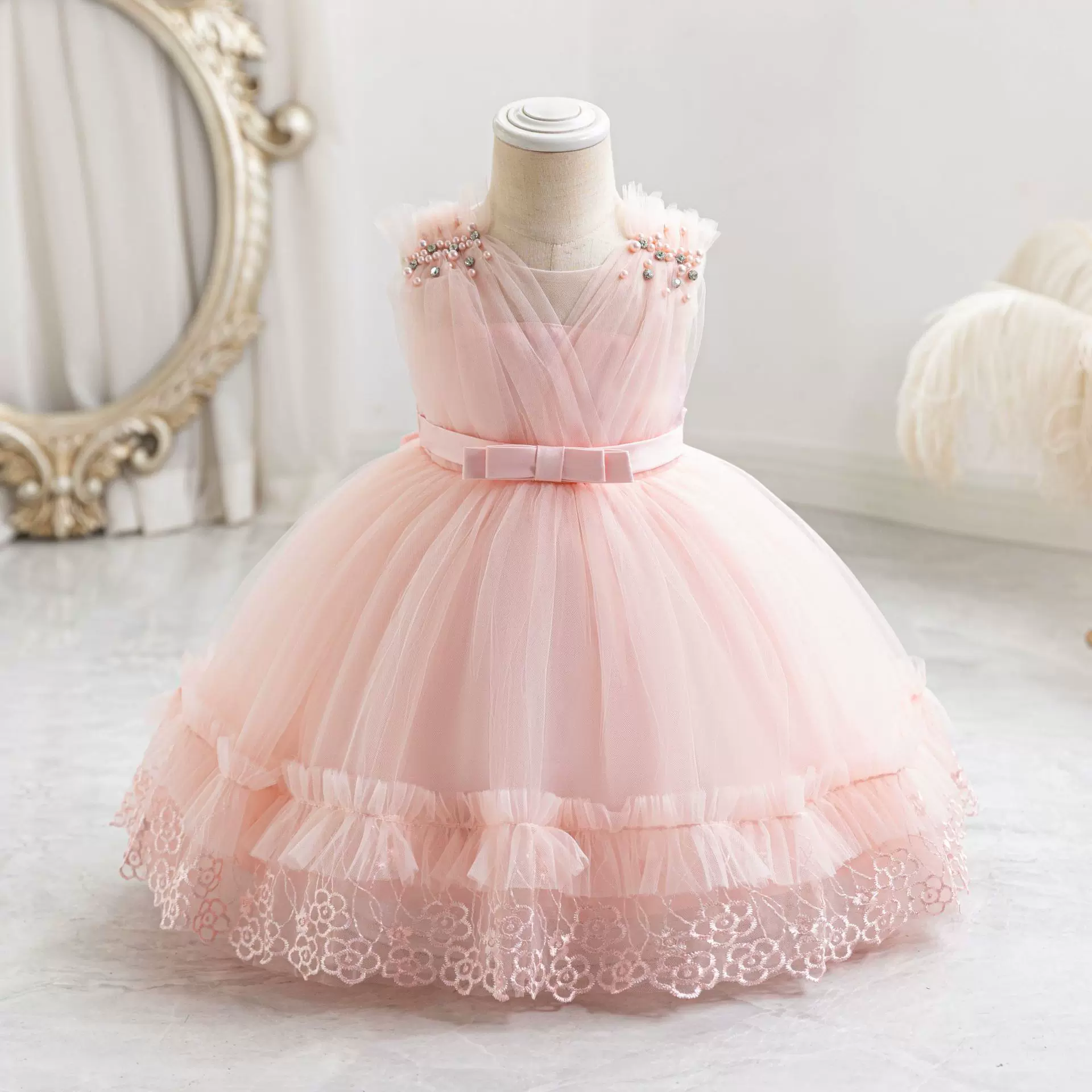 新款童装儿童礼服蓬蓬纱裙公主裙女童周岁生日宴会礼服kids dress