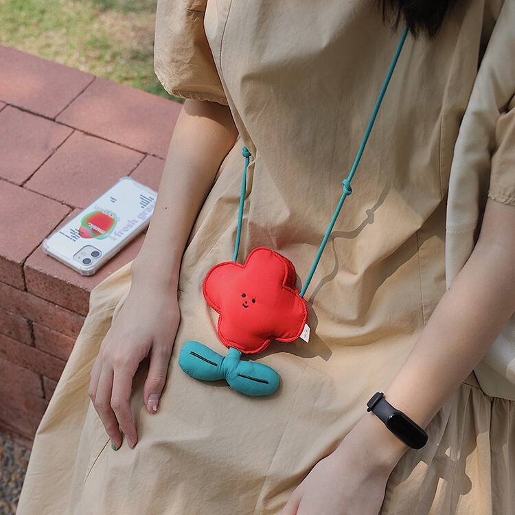 New Korean-style Niche Design Headset Bag Crossbody Coin Purse Mini-mouth Red Envelope Ins Cute Flower Small Bag