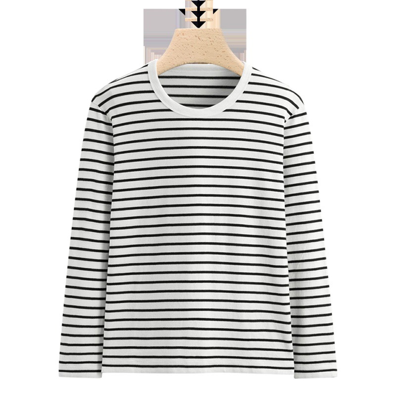 Otoño e invierno cuello redondo de manga larga Camiseta de los hombres rayas superior delgada camisa de fondo otoño ropa interior versátil slim fit