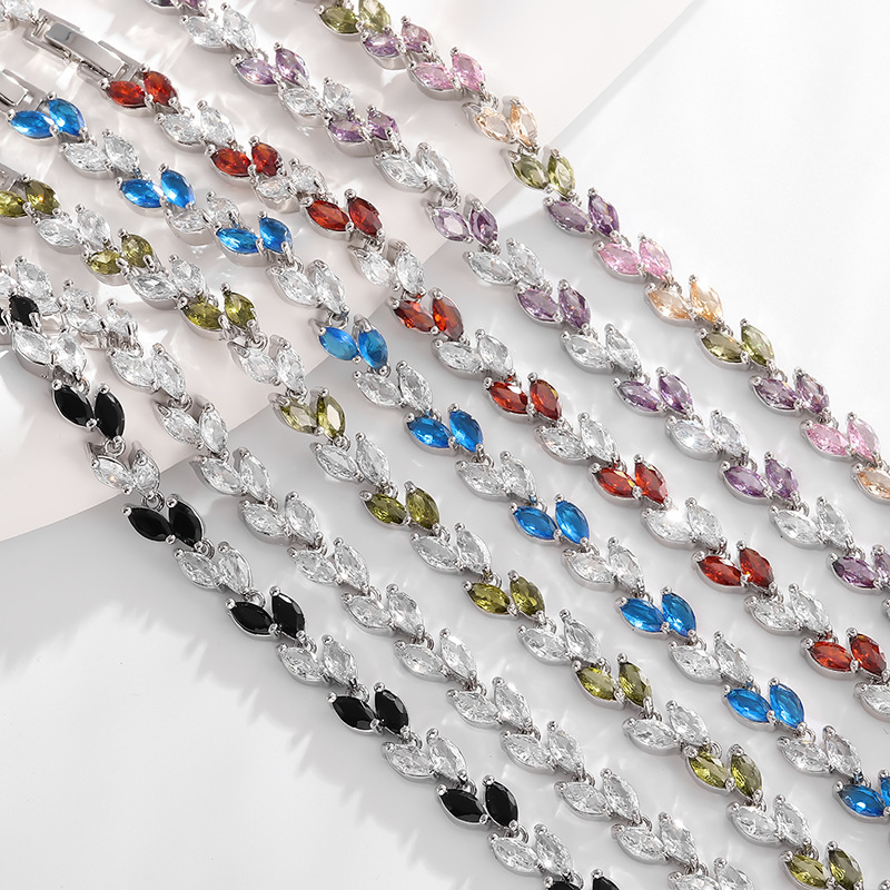 Damen Armband Aus Zirkon Und Legierung Mit Blatt Design_voghion.com